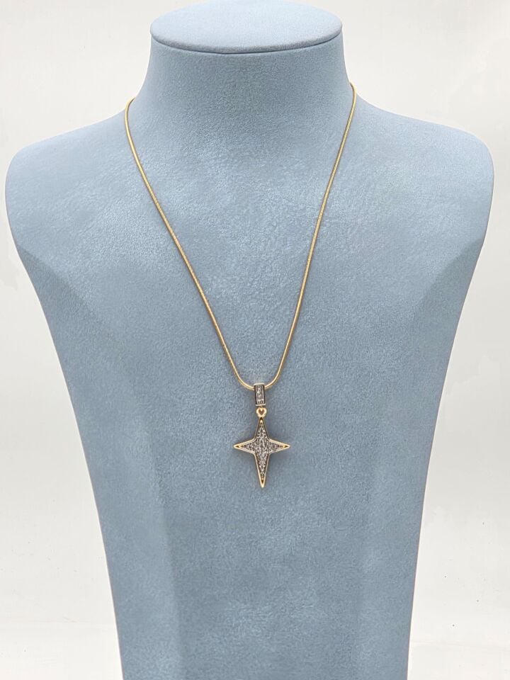 Doppelfarbige Halskette aus Stahl 45 cm // NECKLACE-5942