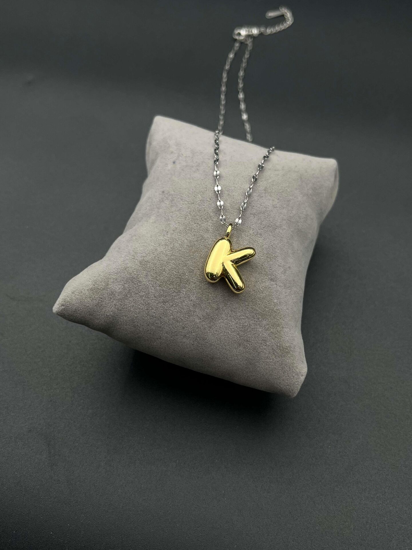 Steel Letter Necklace (K) // NECKLACE-4187