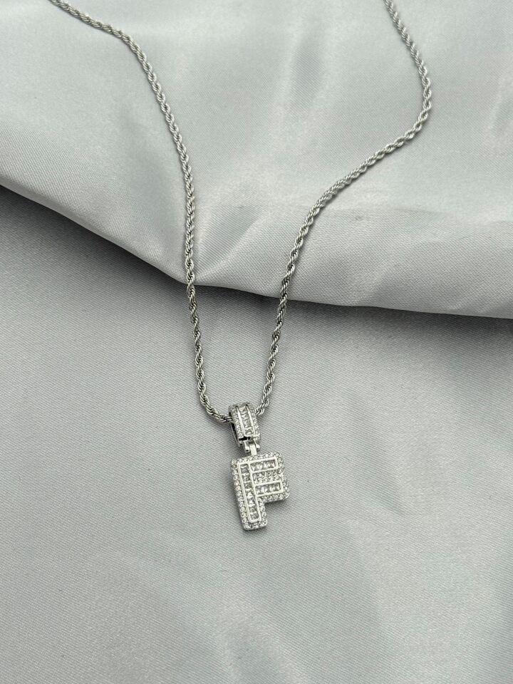 Buchstabenkette aus Stahl 60cm // NECKLACE-5440
