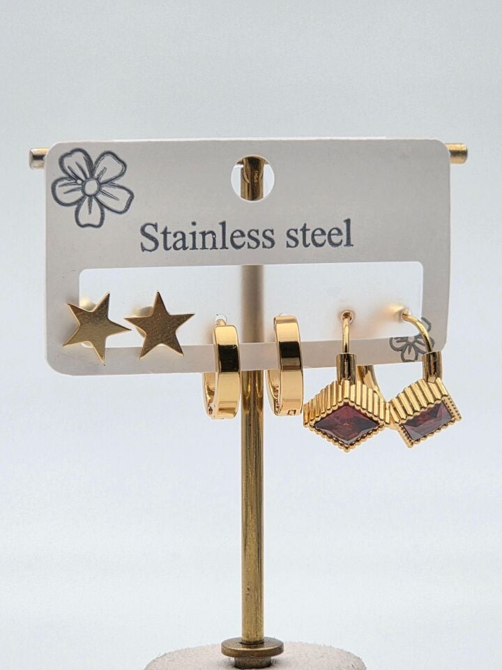 Çelik Set Küpe // KÜPE-3997