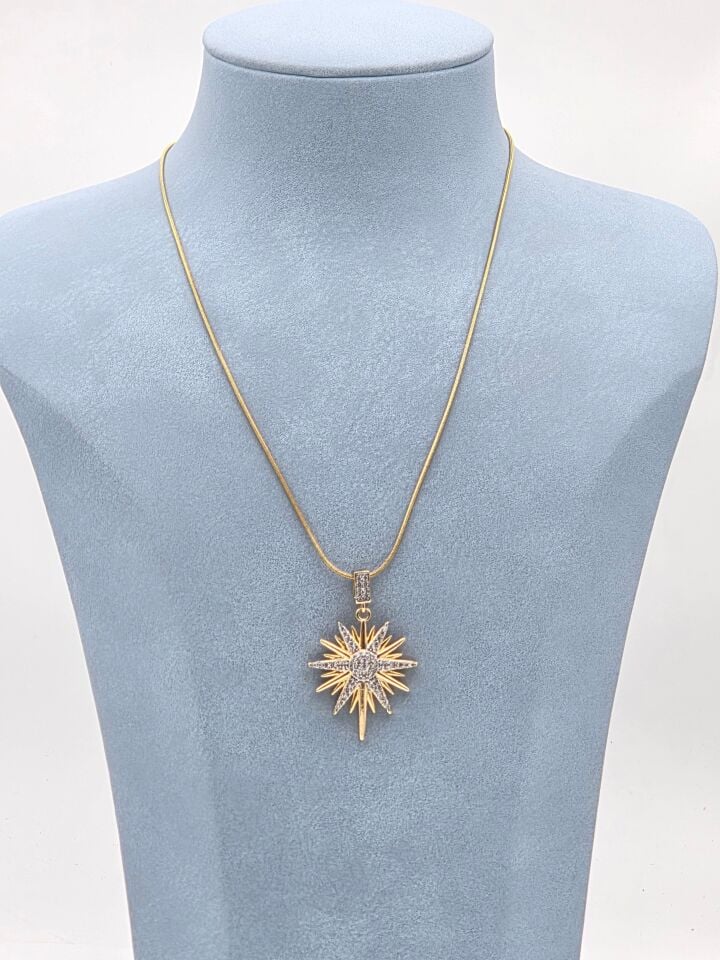 Doppelfarbige Halskette aus Stahl 45 cm // NECKLACE-5944