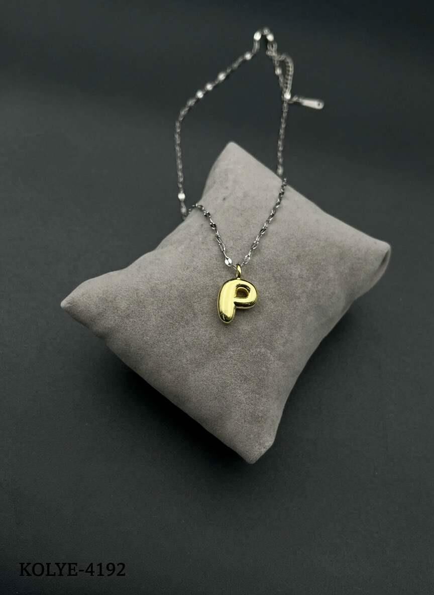 Çelik Harf Kolye (P) // KOLYE-4192