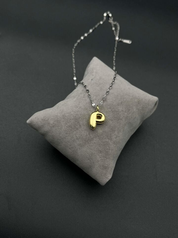 Steel Letter Necklace (P) // NECKLACE-4192