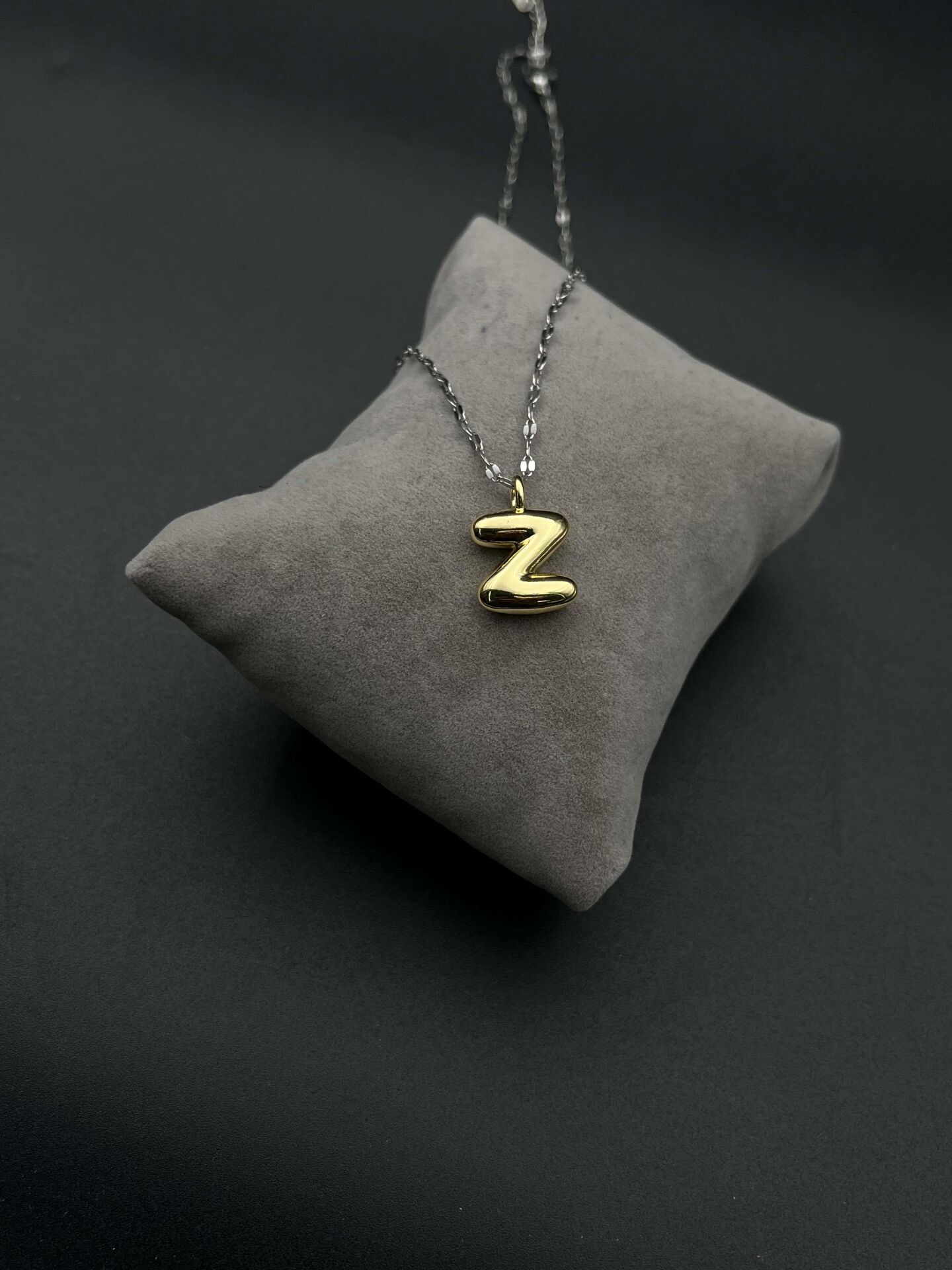 Steel Letter Necklace (Z) // NECKLACE-4196