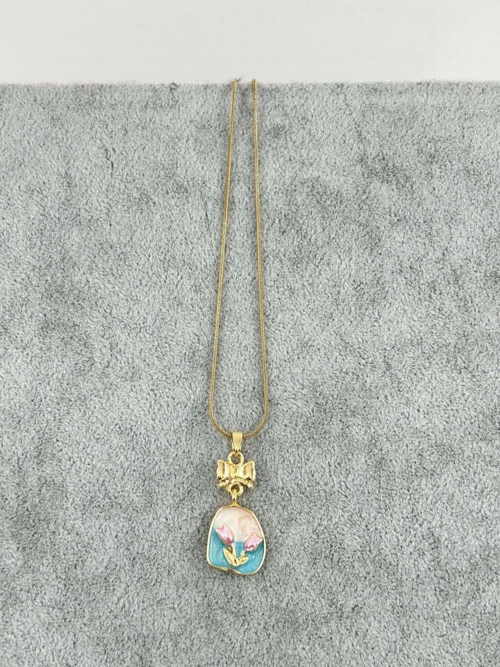 Çelik Çiçek Kolye 45cm // KOLYE-4462