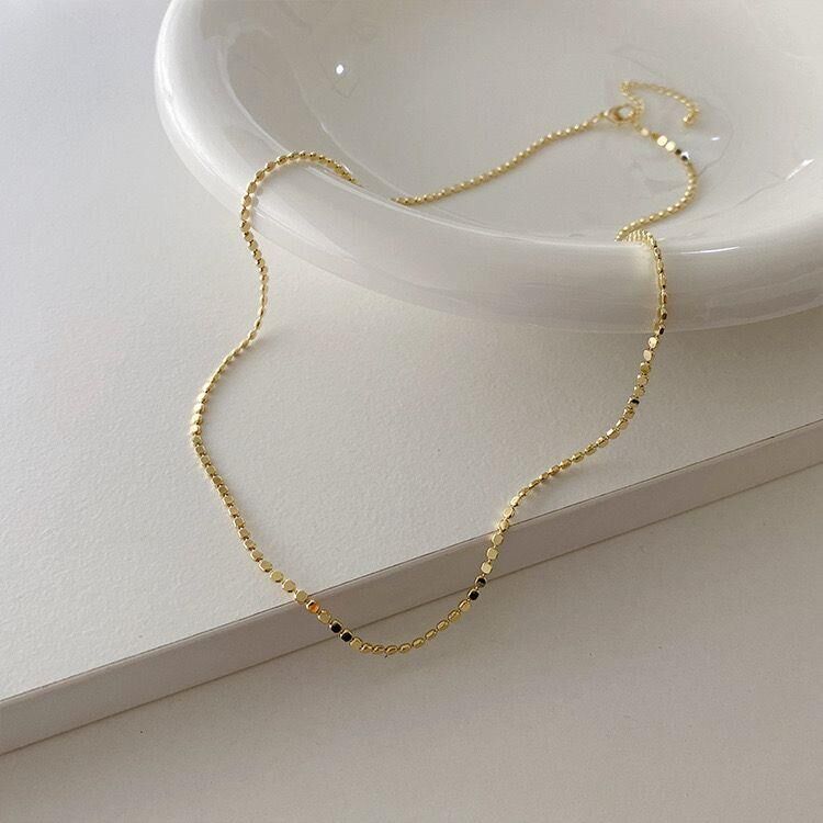 Stahl Crush Kette Gold 60cm // HALSKETTE-4064