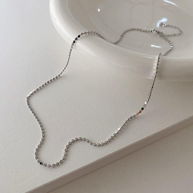 Stahl Crush Kette Silber 60cm // HALSKETTE-4065