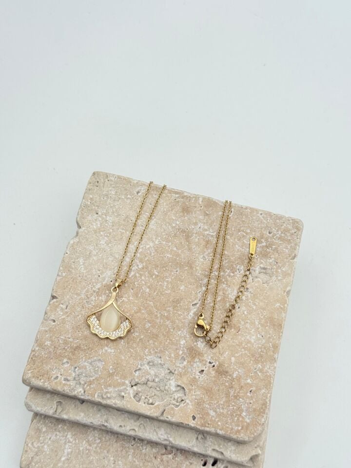 Steel Leaf Necklace 45cm // NECKLACE-5699