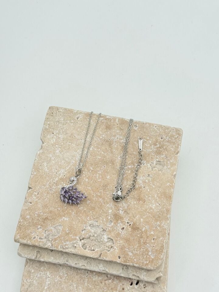 Stahl-Swar-Schwan-Halskette 45 cm // NECKLACE-5703