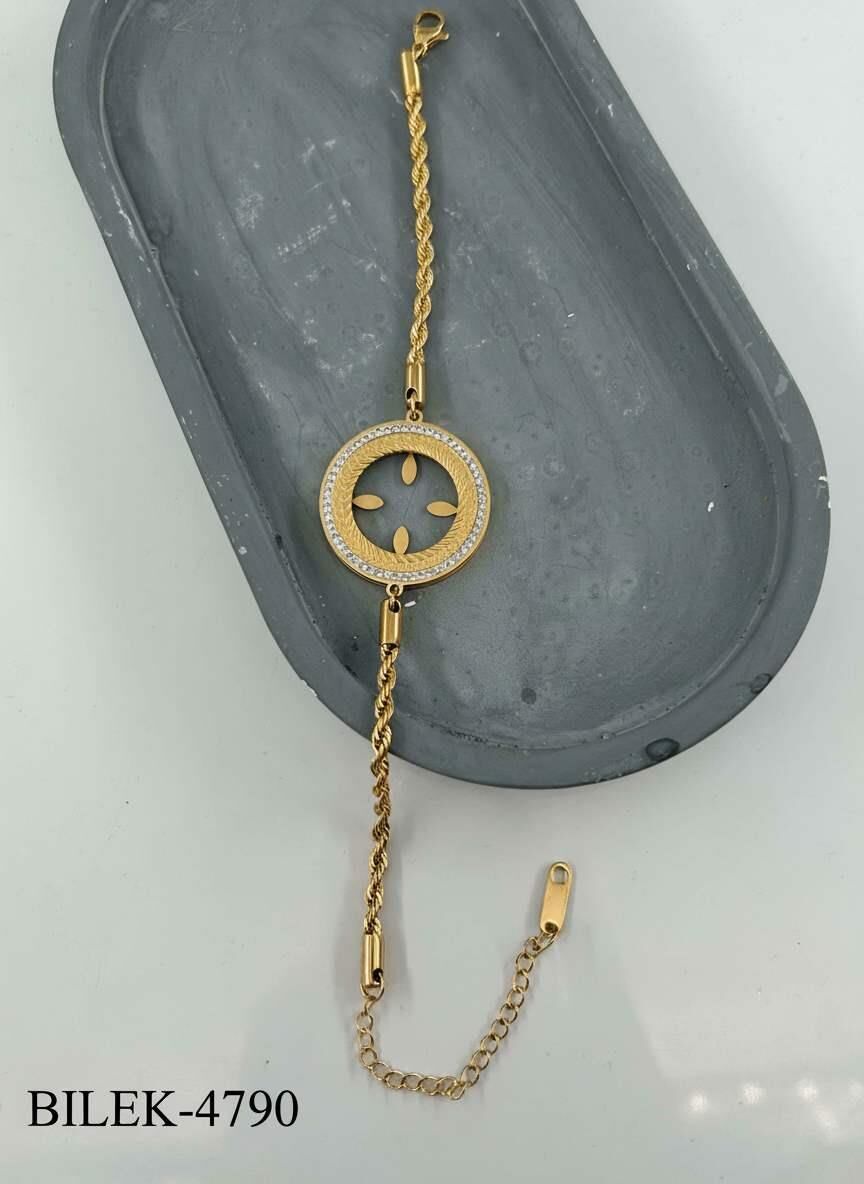 Çelik Çeyrek Takılabilen Bileklik // BILEK-4790