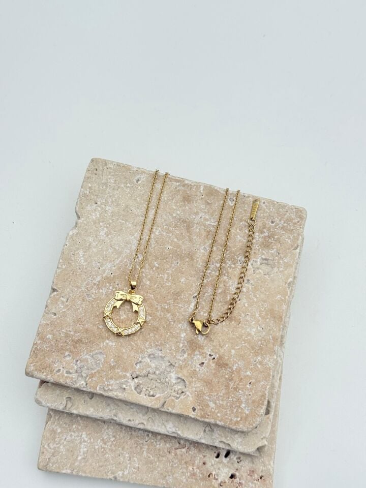 Steel X Ribbon Necklace 45cm // NECKLACE-5716