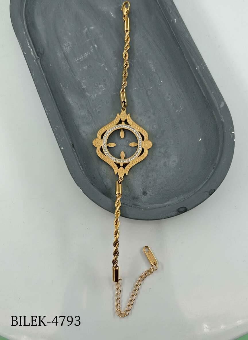 Çelik Çeyrek Takılabilen Bileklik // BILEK-4793