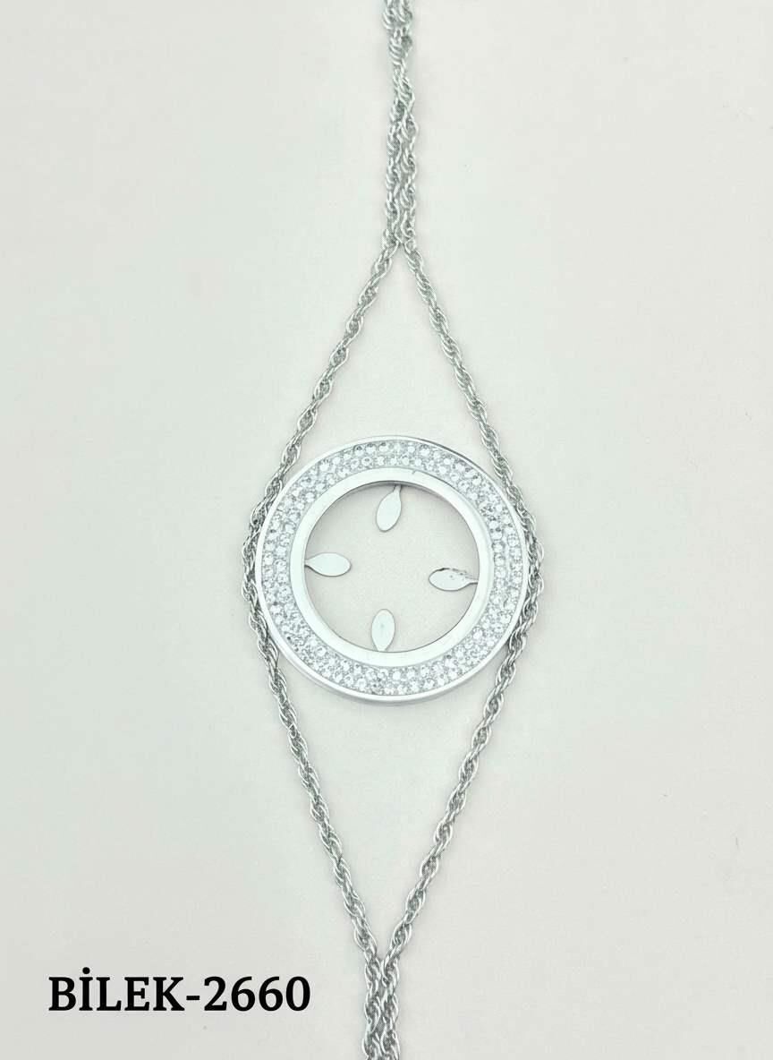 Çelik Çeyrek Takılabilen Bileklik // BİLEK-2660