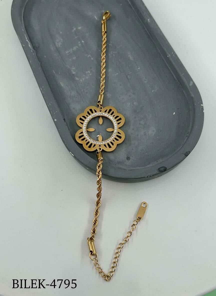 Çelik Çeyrek Takılabilen Bileklik // BILEK-4795