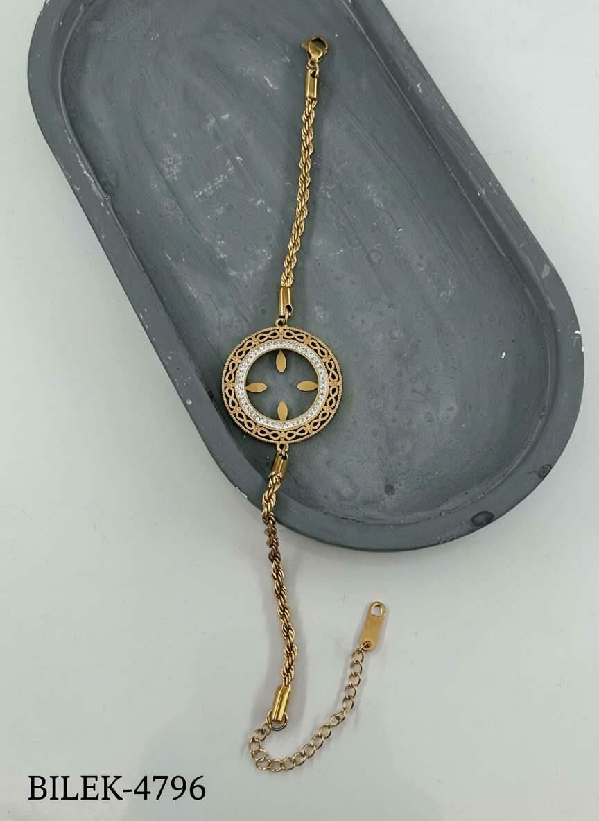 Çelik Çeyrek Takılabilen Bileklik // BILEK-4796