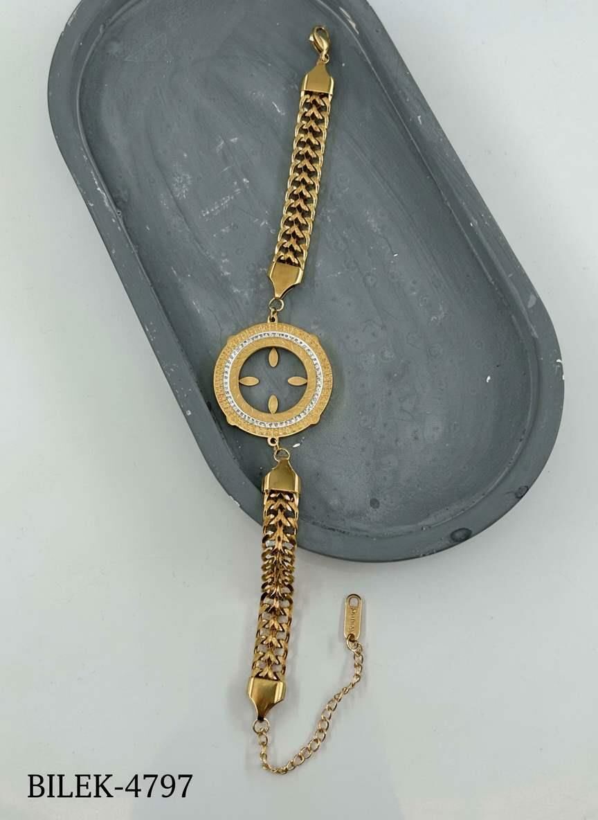 Çelik Çeyrek Takılabilen Bileklik // BILEK-4797