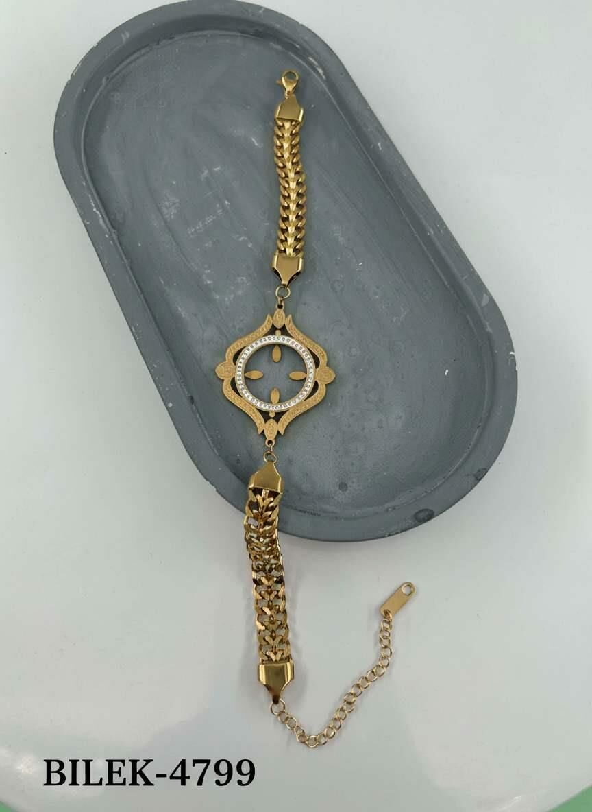 Çelik Çeyrek Takılabilen Bileklik // BILEK-4799